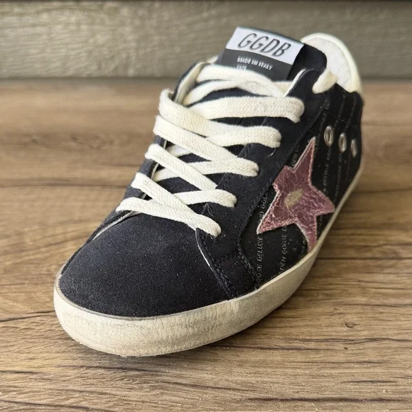 Golden Goose Lilla Women Black and Pink Star Sneakers size 37/7 - Picture 2 of 11
